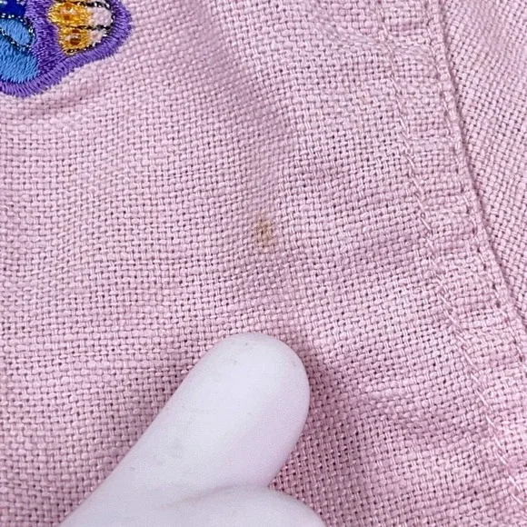 Vintage Quacker Factory Jacket Women Large Pink Embroidered Flower Linen Boho - Picture 6 of 16